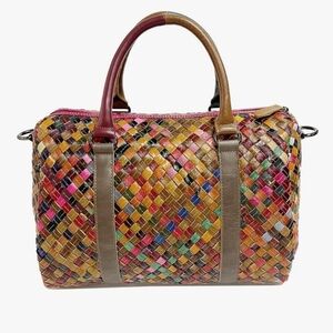 Multicolor Woven Leather Handbag